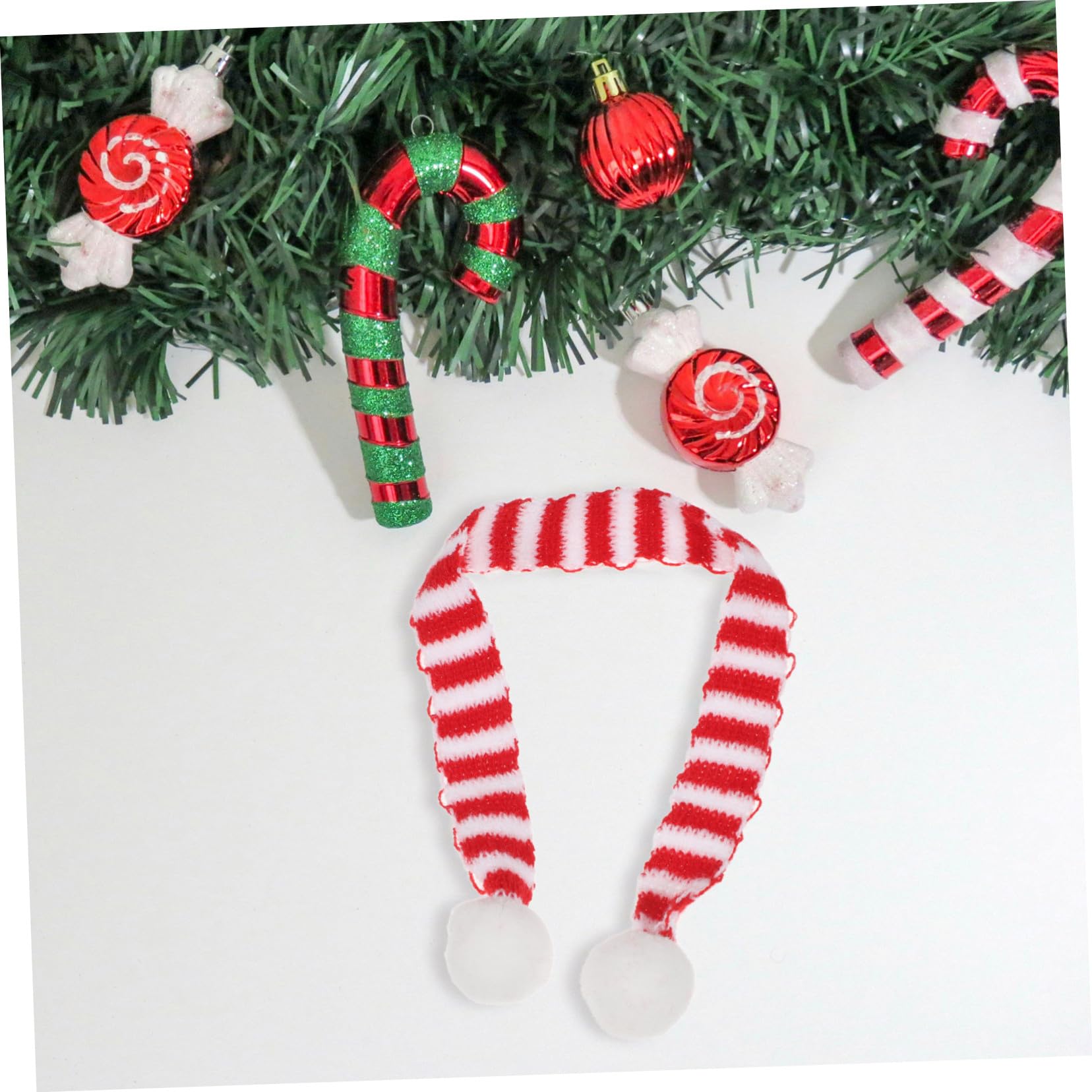 Mini Sciarpe Natalizie e per Bottiglie Copri in Maglia Righe con Accessori Decorativi per Natale e Casa