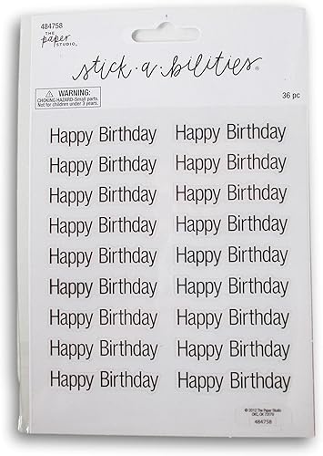 Calcomanías de texto de feliz cumpleaños, calcomanías adhesivas para manualidades, tarjetas, álbumes de recortes y más, 36 piezas