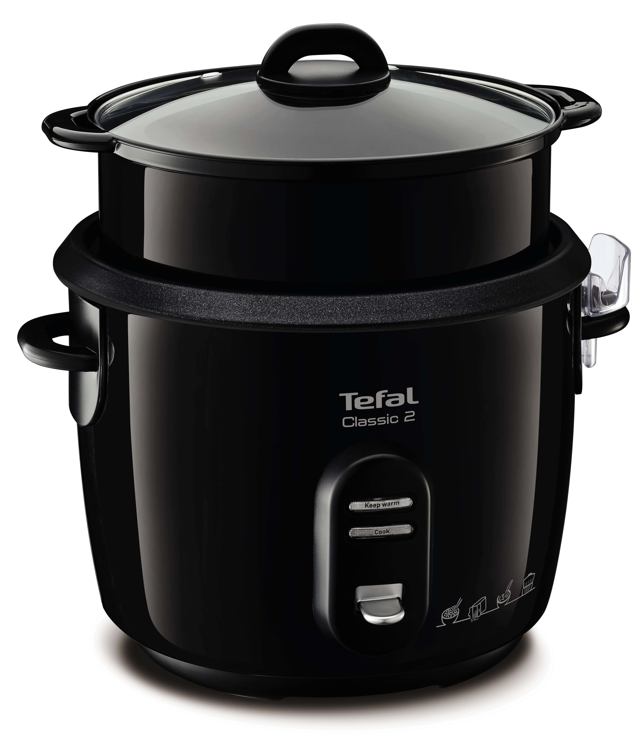 TEFAL Cuiseur a riz, Cuve 5 L antiadhésive, Capacité 1,​5 kg de riz, Maintien au chaud, Panier vapeur, Classic 2 RK103811