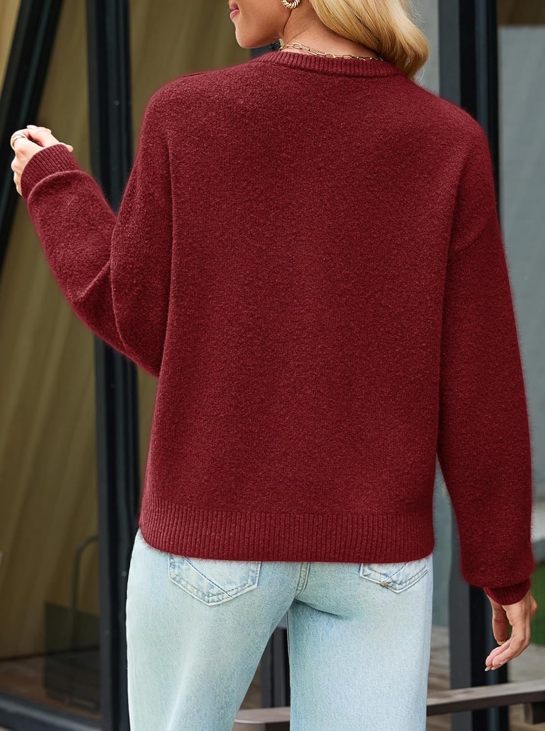 MEROKEETY Women's Long Sleeve Knit Cardigan Sweaters 2025 Fall Crewneck Button Open Front Jackets with Pockets - Image 4