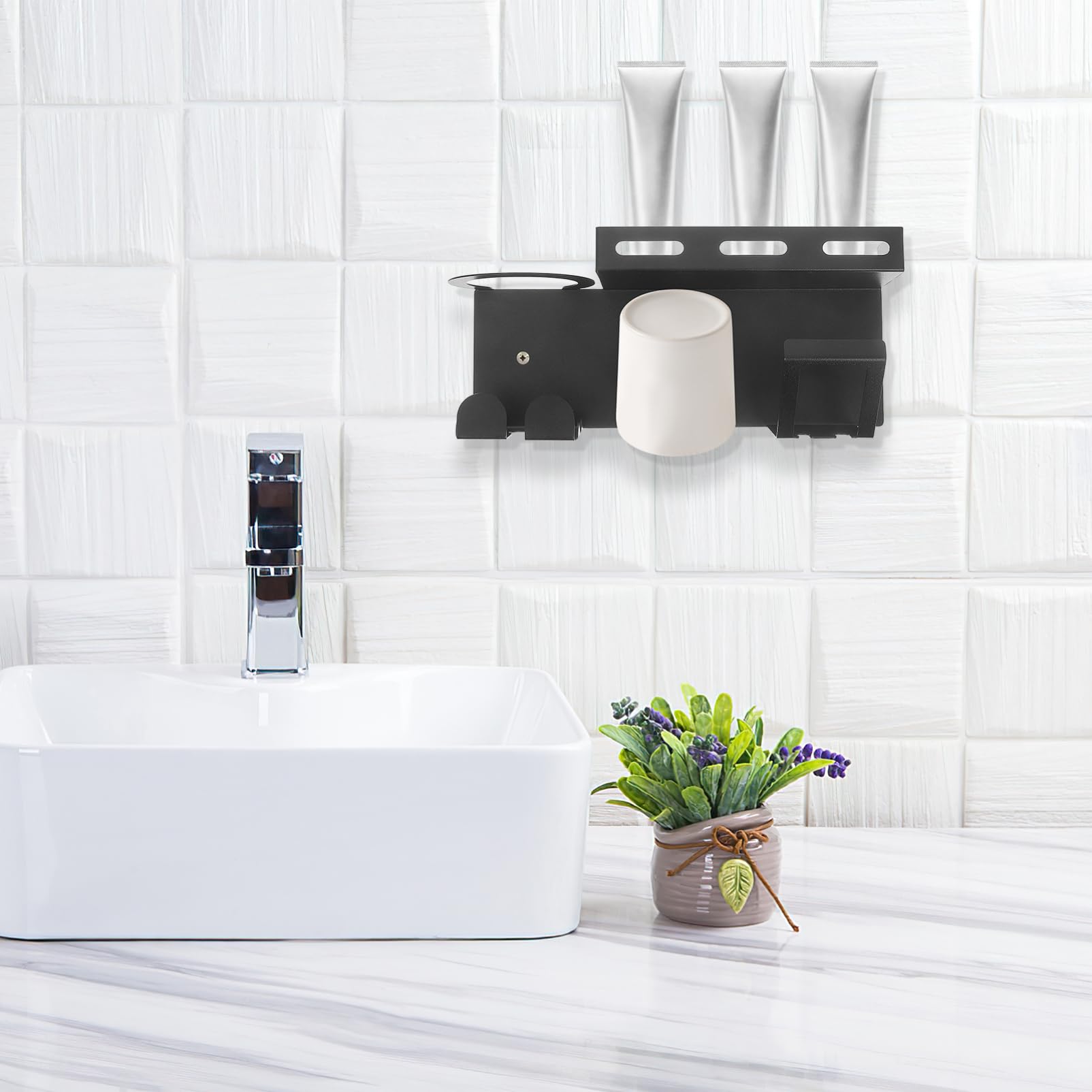 Soporte De Cepillo De Dientes Inoxidable Organizador Estante De Almacenamiento para Cepillos y Pasta De Dientes Diseño De Pared Instalación y Múltiple