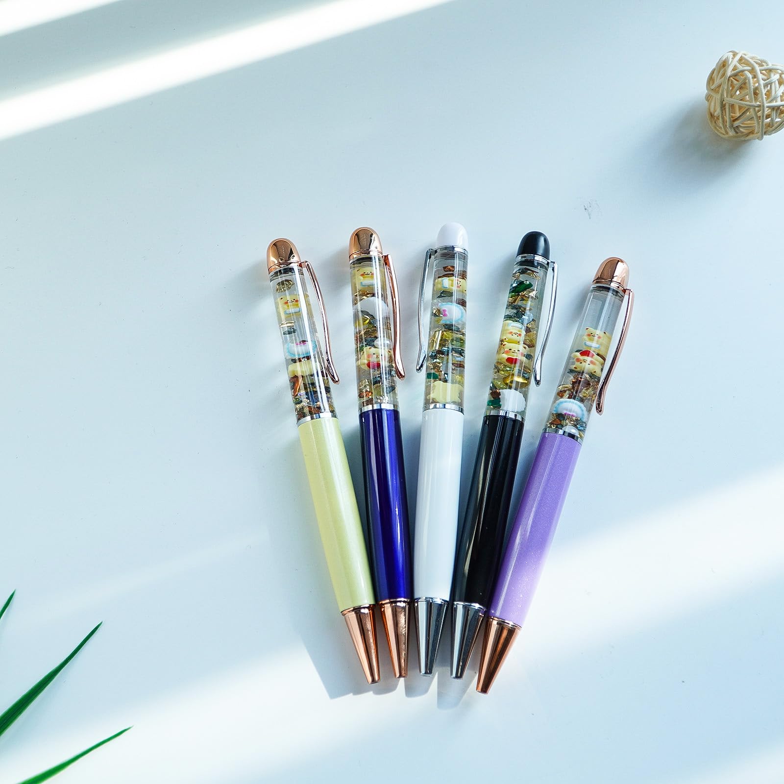 Sikyby Bear Holding Heart Cute 3D Floater Liquid Writing Journaling Office Pen Unique Gift For Women Men Kidss Set of 5 Pens - Image 3