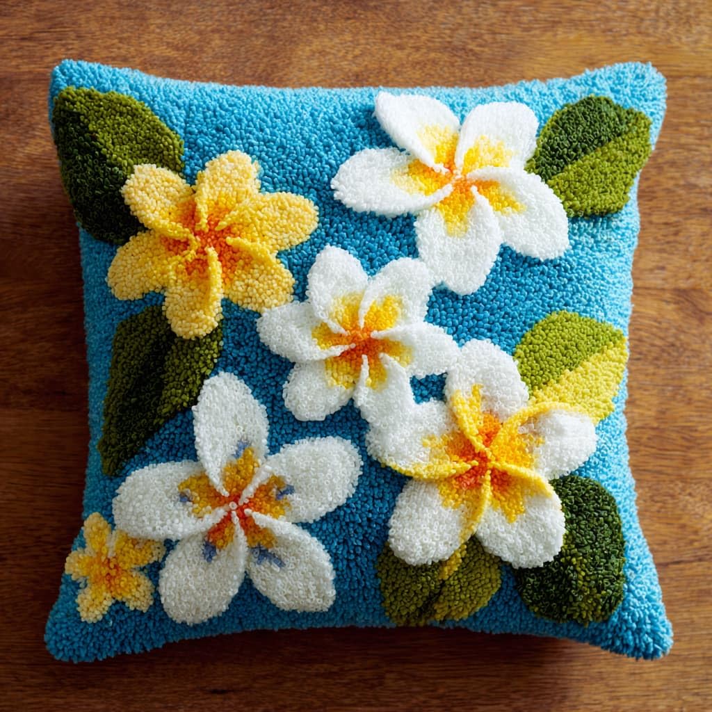 WallustrioaW Latch Hook Cushion Kits,Frangipani