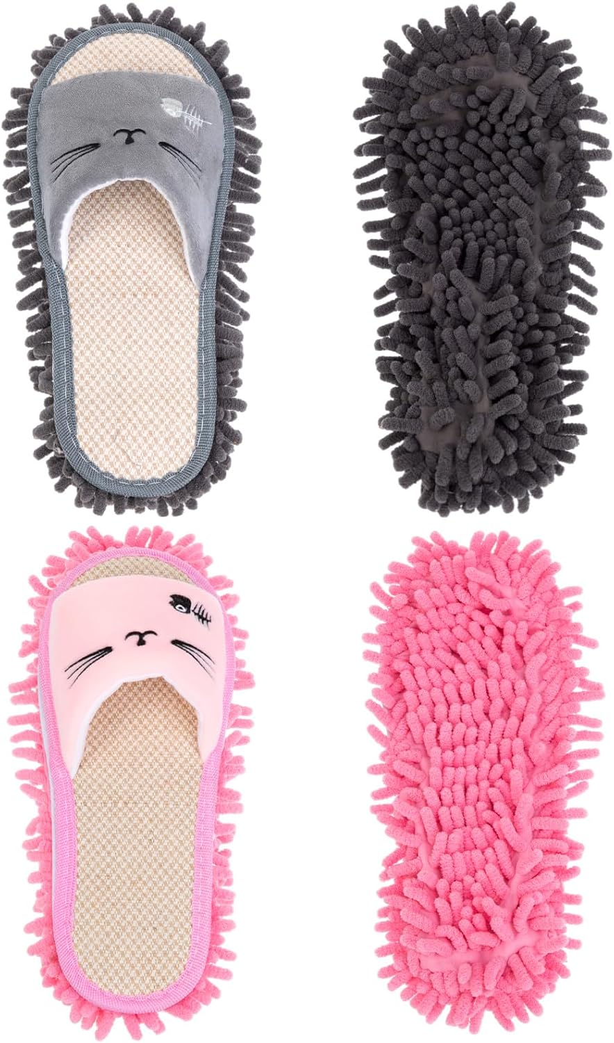 HooLing 2 Pairs Mop Slippers Microfiber Cleaning Dusting