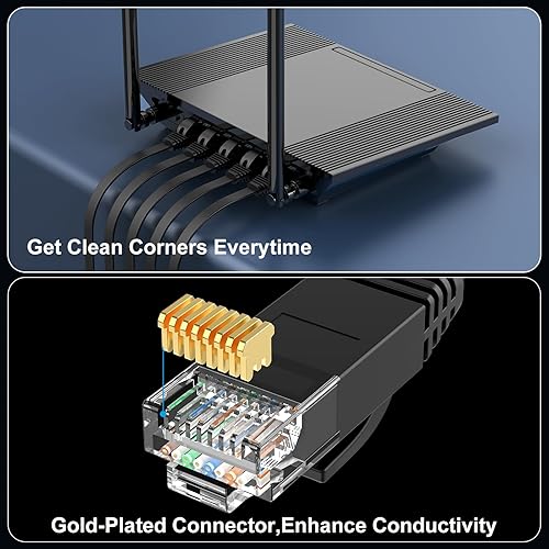 Miniatura 5 de Cable Ethernet Cat 6 de 30 pies, para interiores y exteriores, cable de red plano de Internet de alta velocidad de 10 Gbps, cable de conexión