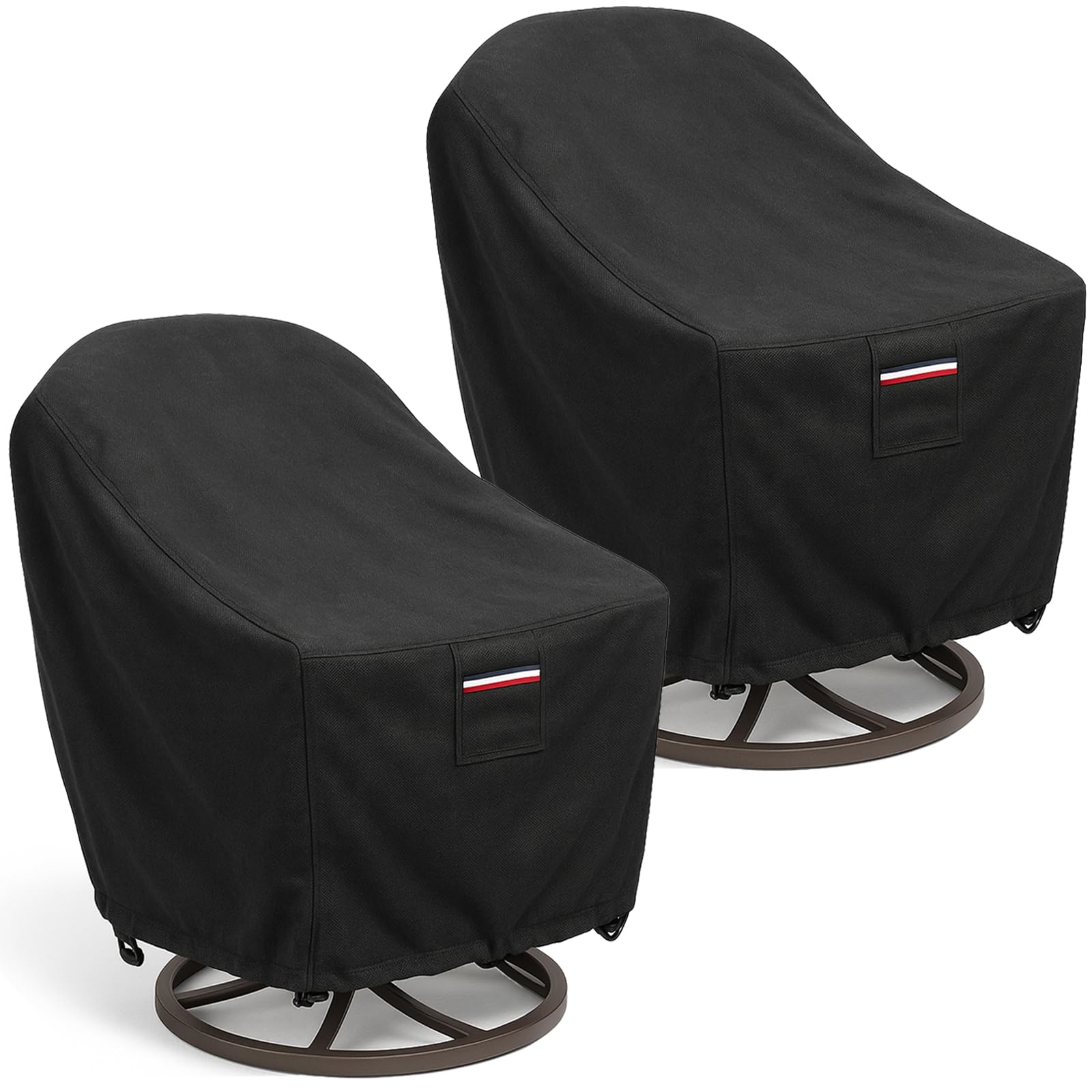 Waterproof Patio Chair Covers, 28W x 33D x 36H inches Heavy Duty Outdoor Furniture Protection Cover Weather Resistant 600D Oxford 2-Pack, Black