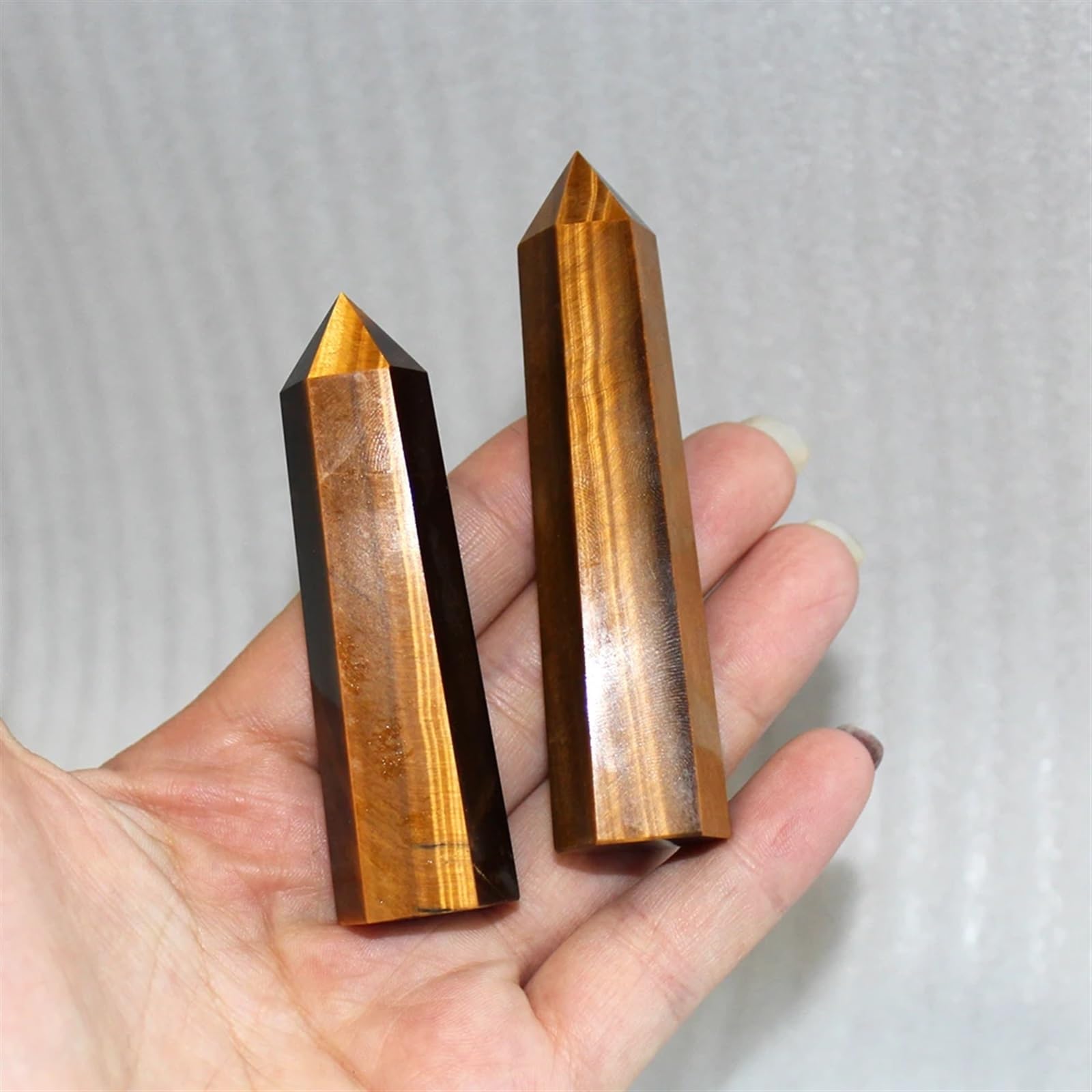 MDBJTCYZN Yellow Tiger Eye Quartz Crystal Pillar Point Column Sceptres Rough Stone ore specimens Ornaments (Size : 70-80mm)