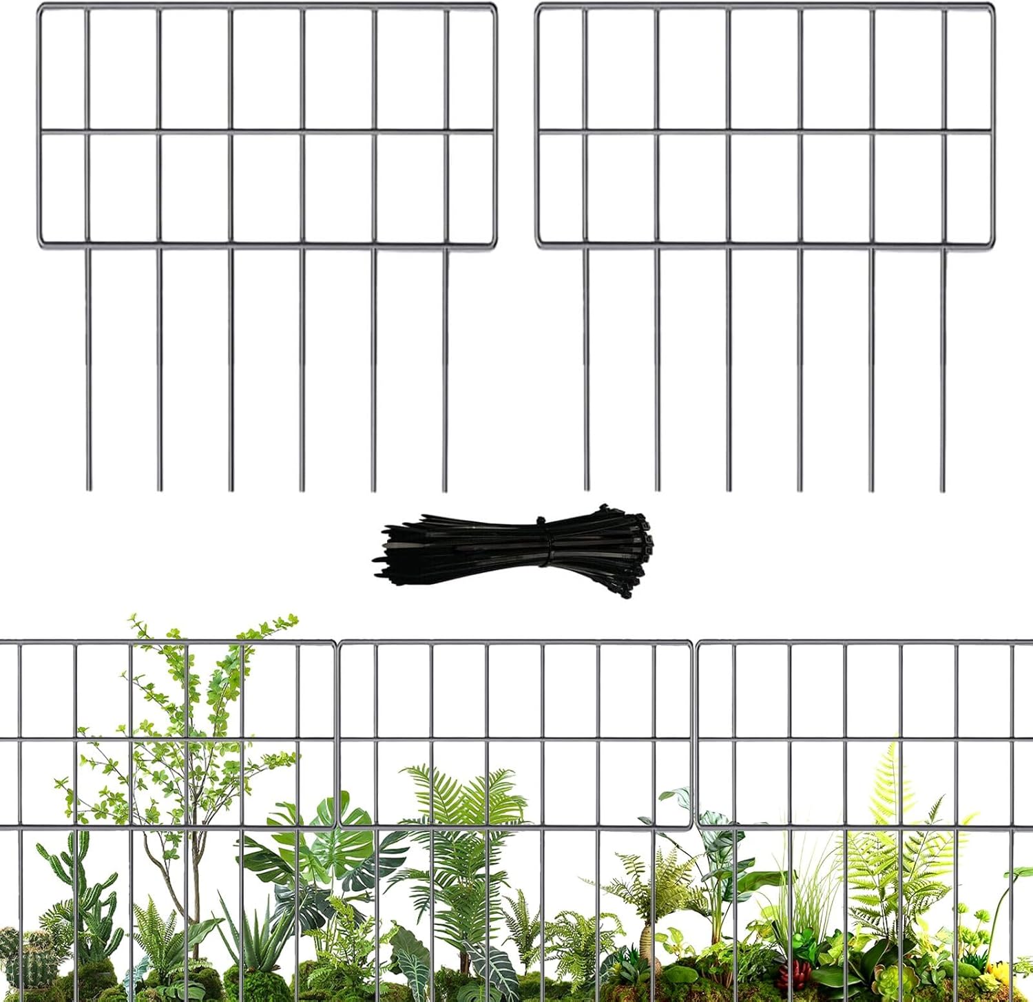 30 Pack Garden Fencing Animal Barrier, 17In(H) X32.4Ft(L) Animal Barrier Wire Fence, 2.16 Gap Rustproof Metal Border for Dog Digging, Ground Defense Border Fence for Outdoor Yard Patio.