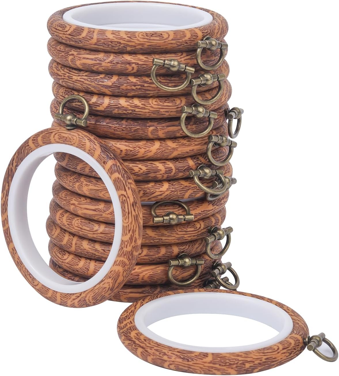 15 Pcs 3.4 Inch Embroidery Hoop Set, Imitation Wood Rubber Cross Stitch Hoops, Round Sewing Frames for DIY Crafts, Art Projects, and Gift Making
