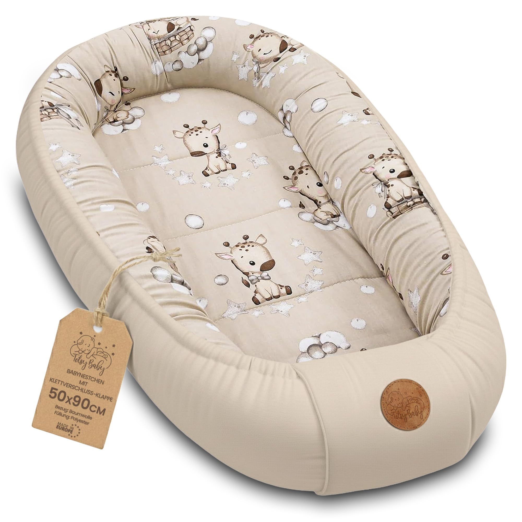 Riduttore lettino neonato - 90x50 cm baby nest trasportabile per neonati nido culla pod cocoonababy babynest antisoffoco Giraffe