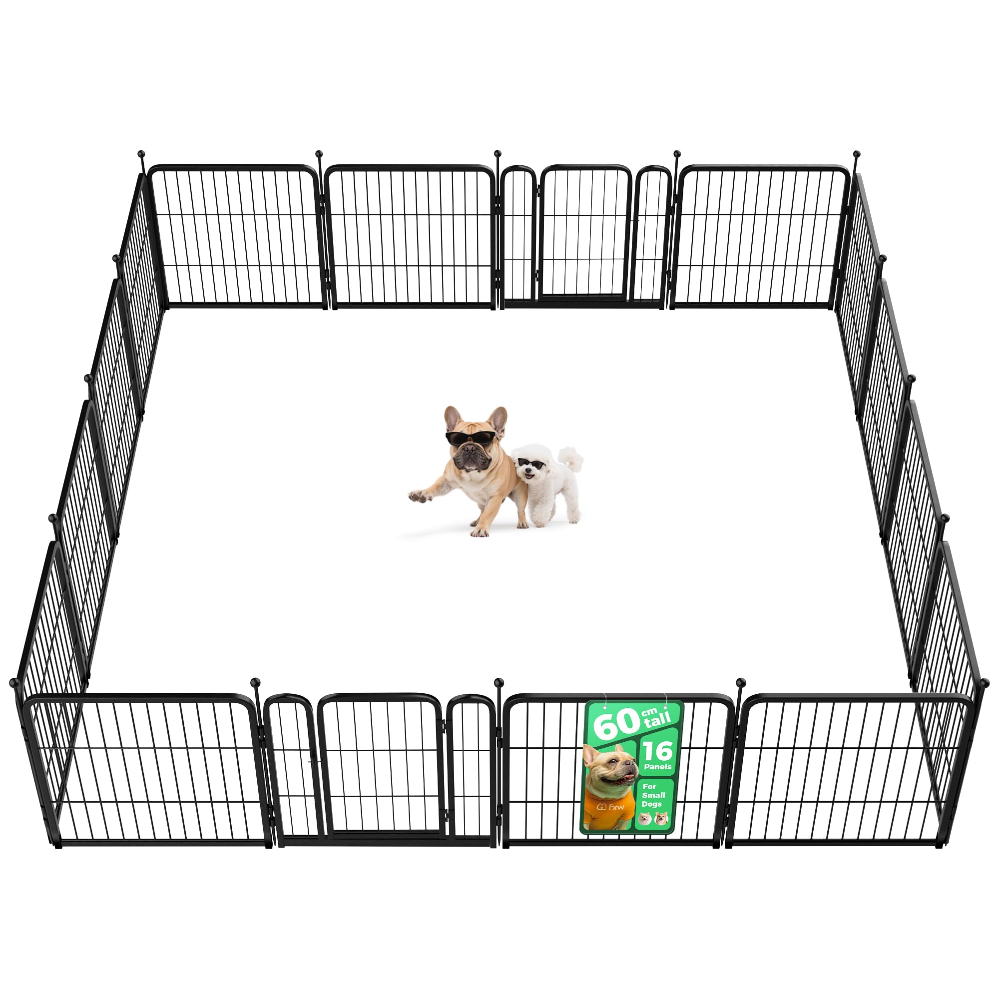 FXW Dog Playpen for Indoor & Yard, RV Camping, 60cm 16 Panels for Puppy and Small Dogs│Patented