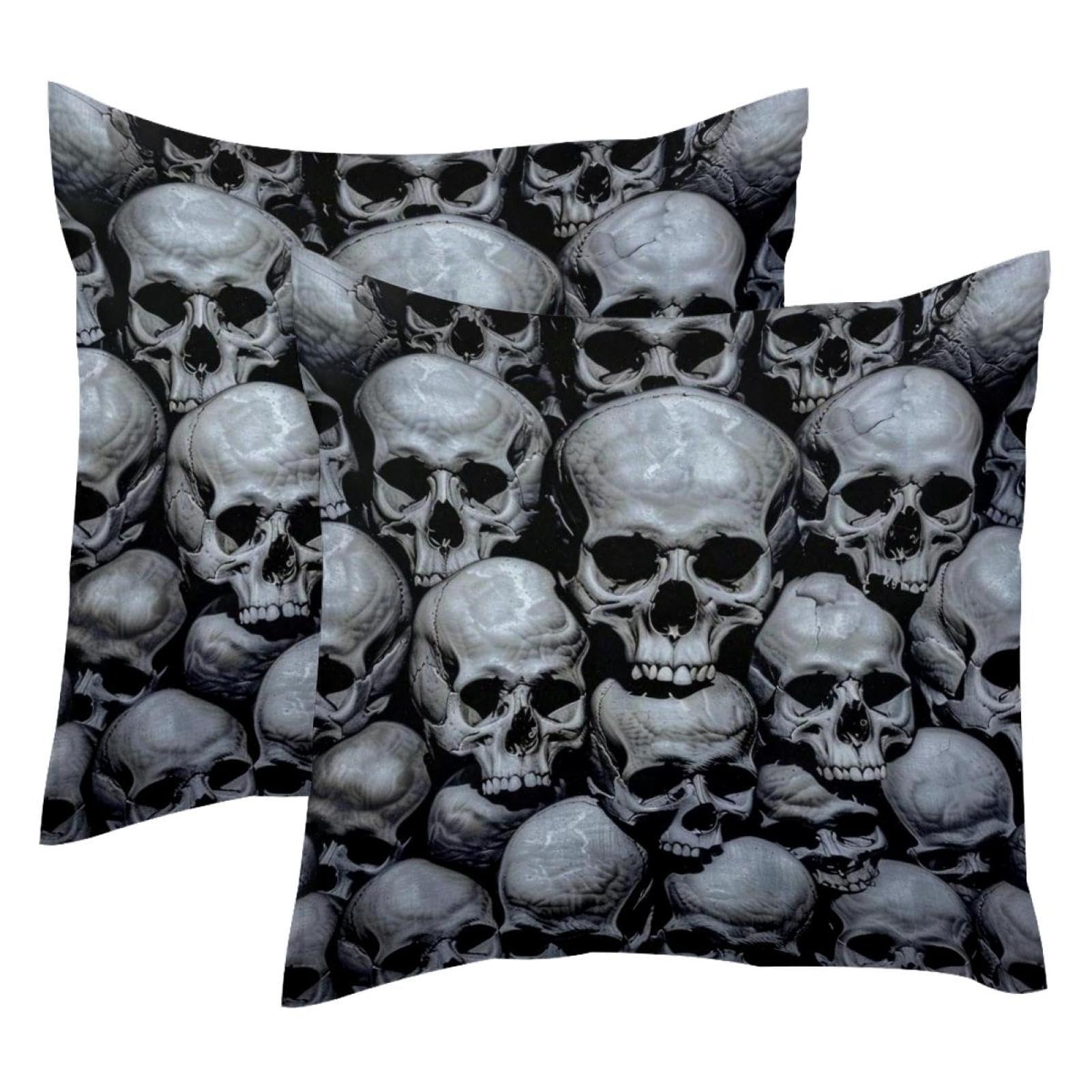 Housse de coussin velours double face crâne humain 50x50 toucher doux