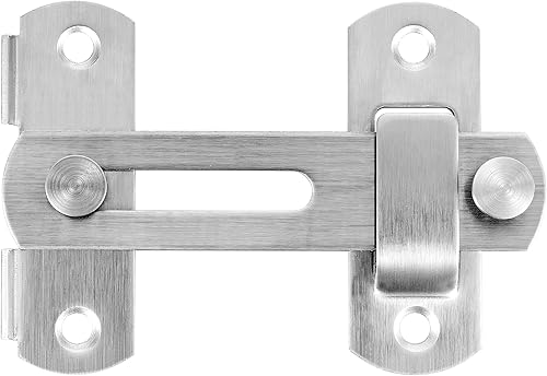 Miniatura 7 de Paquete de 4 pestillos para puerta de granero, 3.93 x 2.75 pulgadas, acero inoxidable negro mate, cerraduras de puerta abatibles, cerraduras de