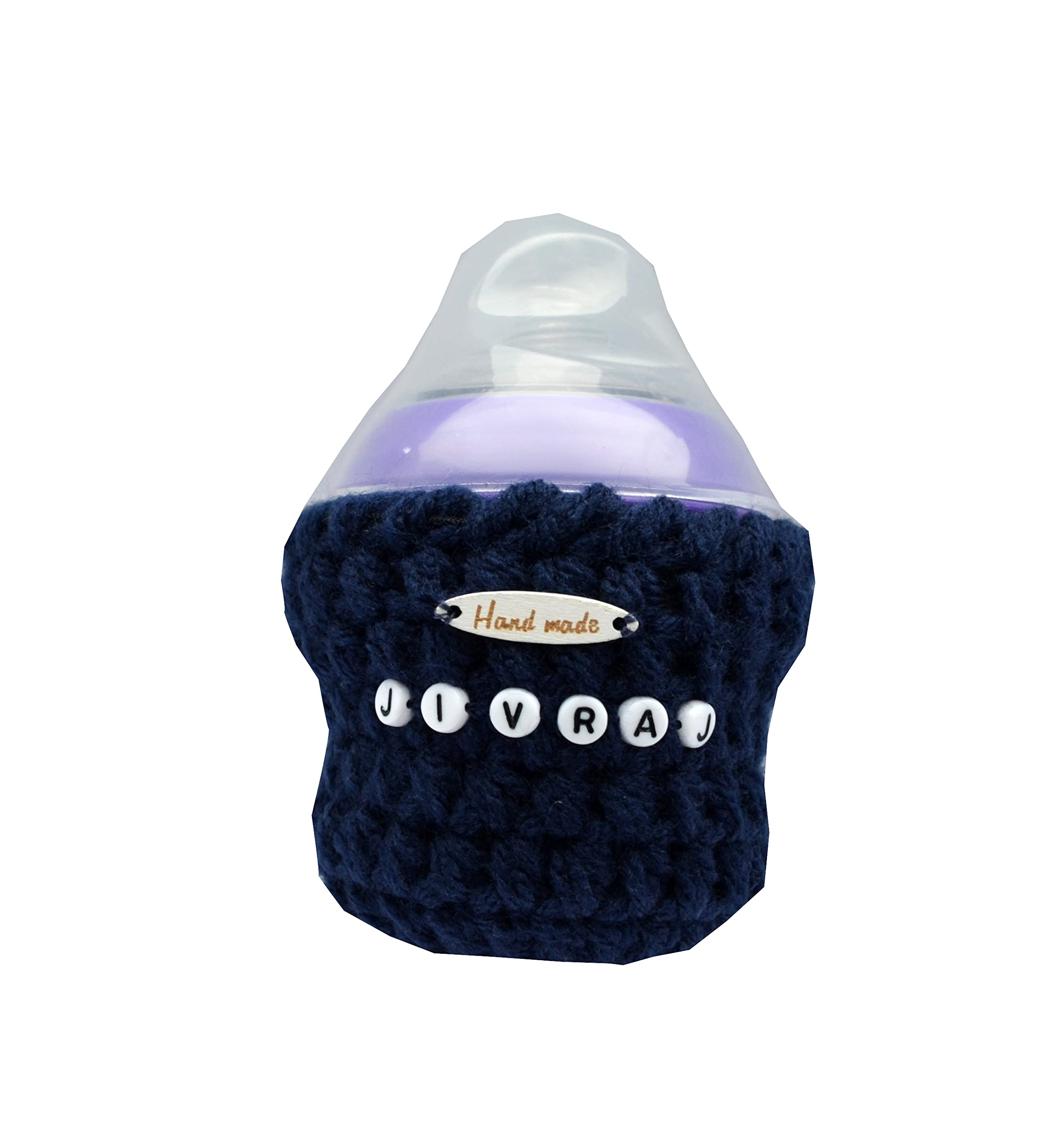 Blue Personalised Milk Bottle Cover Bespoke Gift Infant Accessory for Newborn or Toddler