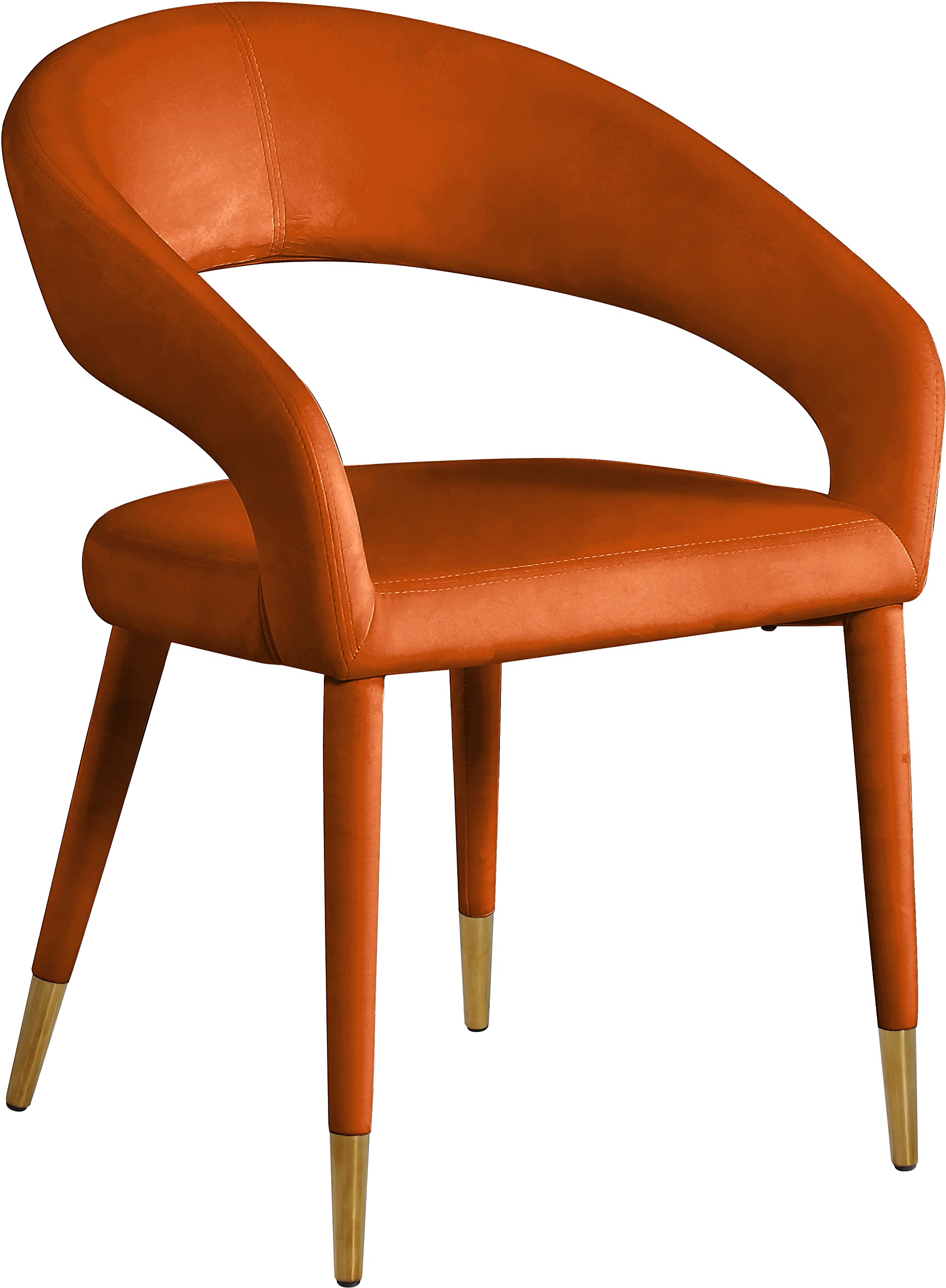 Photo 1 of Meridian Furniture 537Cognac-C Destiny Collection Modern | Contemporary Velvet Upholstered Rounded Back Dining Chair, Cognac, 23" W x 23" D x 31.5" H