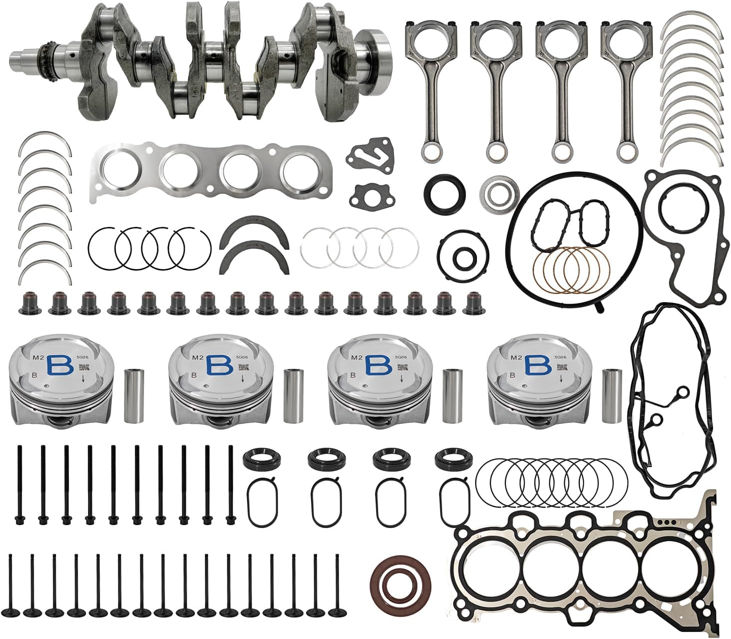 G4NC G4NA 2.0L Engine Rebuild Overhaul Kit Crankshaft Connecting Rod Compatible with Hyundai Elantra Tucson Sonata & for Kia Forte Soul Forte5 Optima 2012-2021 23110-2E501