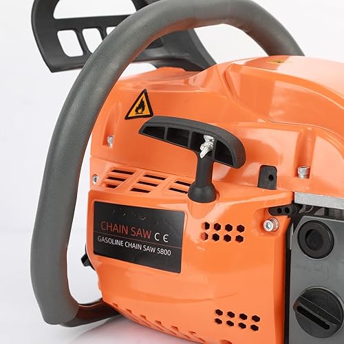 Miniatura 5 de Motosierra de gas de 2 tiempos de 58 CC de 20 pulgadas, motosierra a gas de 13000 rpm, 2.4 kw3.2 HP, motosierra inalámbrica a gas para cortar madera