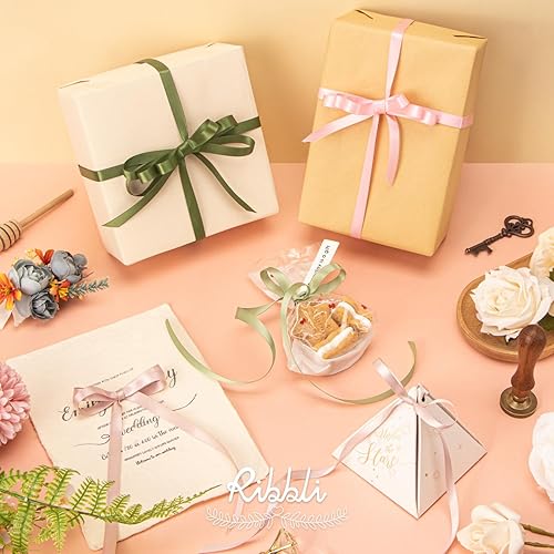 Miniatura 9 de Ribbli - Cinta de satén blanca de doble cara, 1 pulgada x 25 yardas, uso para ramo de lazos, envoltura de regalos, arreglos florales