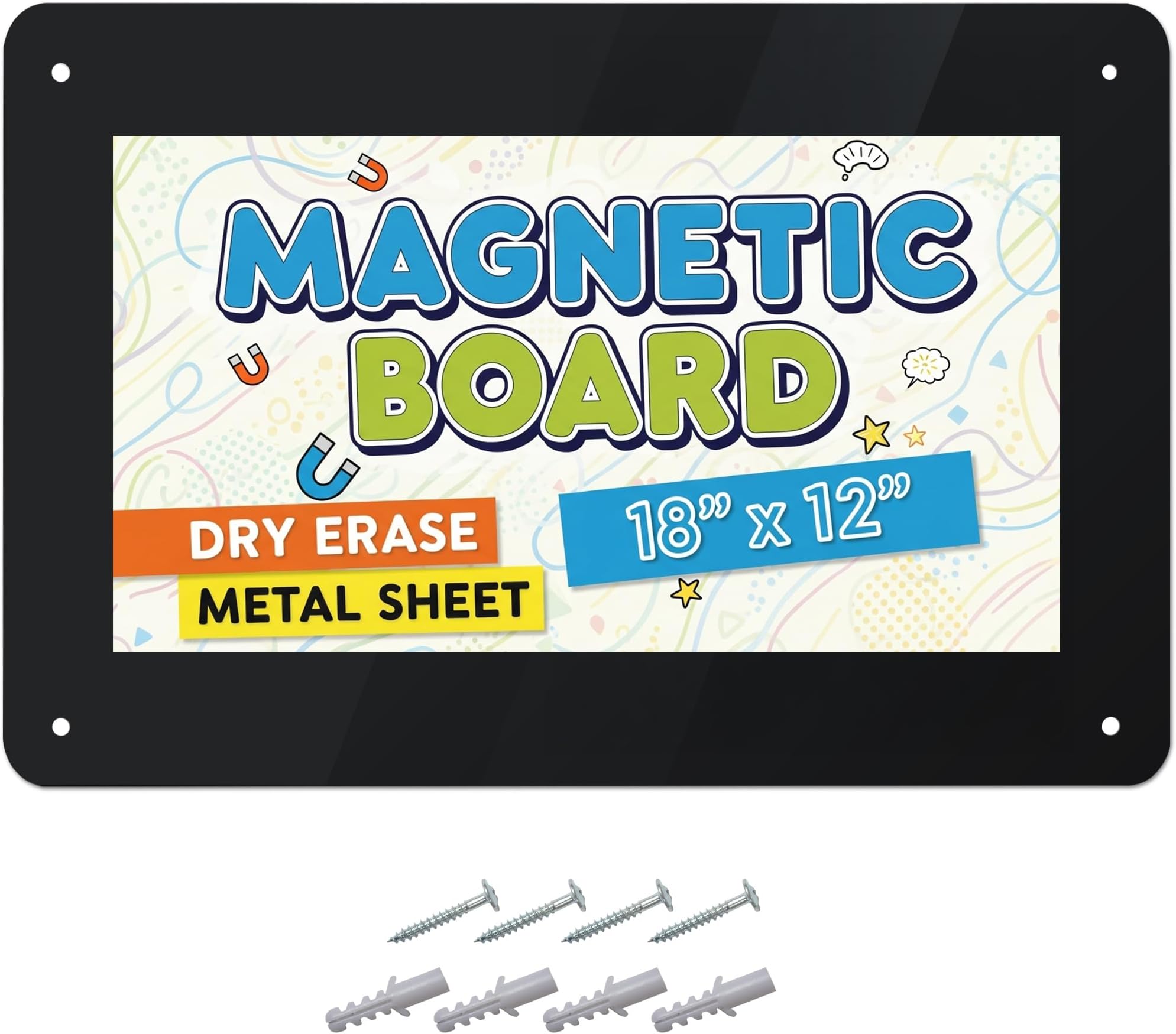 Magnetic Board, Magnet Board For Wall, Wall Bulletin Metal Sheet Magnets Magnets, Display, Dry Erase, Black