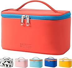 Makeup Bag Portable Travel Cosmetic Bag for Women, Beauty Zipper Makeup Organizer Bag with Inner Pouch PU Leather Washable Waterproof