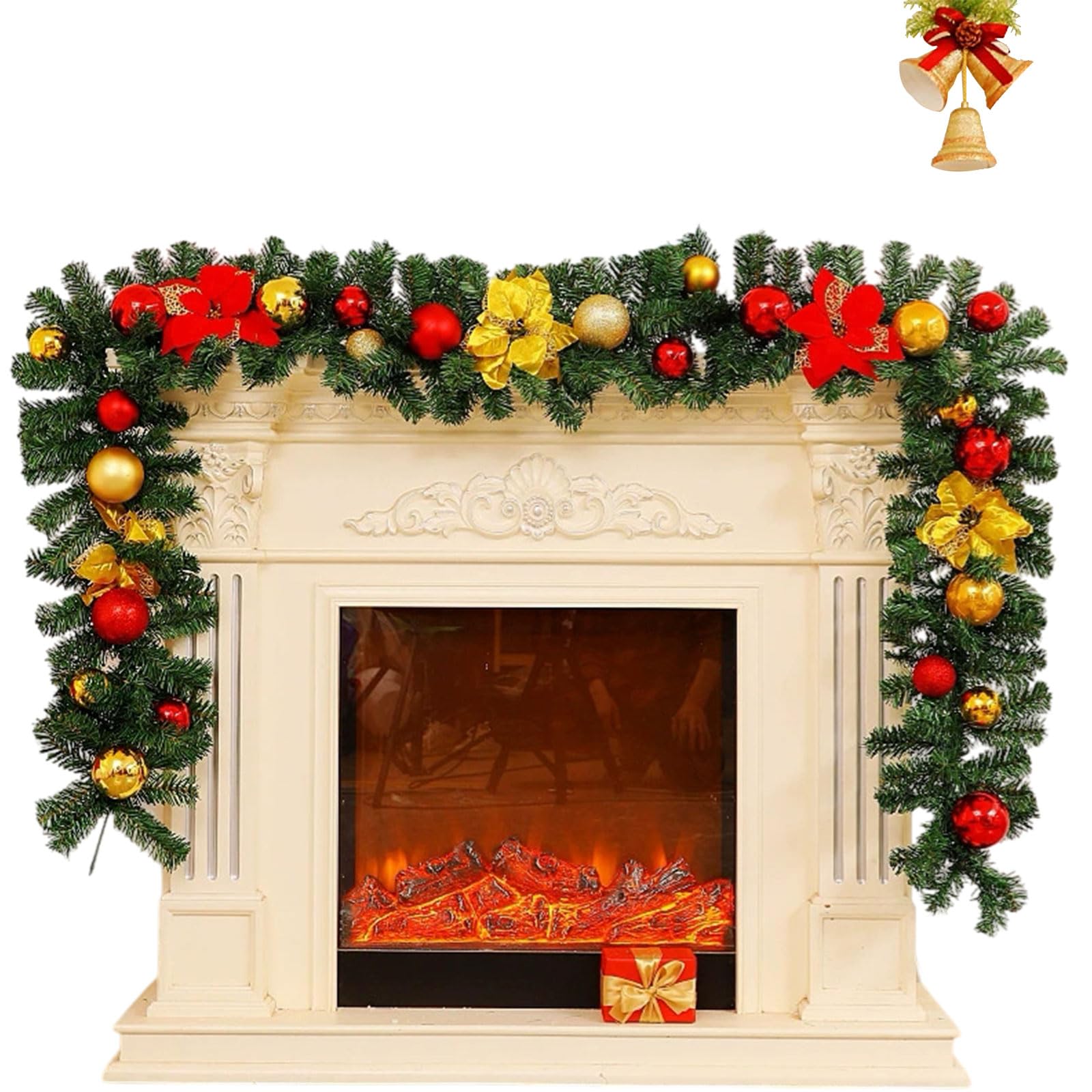 Guirnalda Repisa, Plantas Enredadera Flores Navideñas, Guirnalda Artificial, Decoración para Escaleras, Decoración Hogar, Puerta Chimenea, Escaleras Casa, Corona Navideña