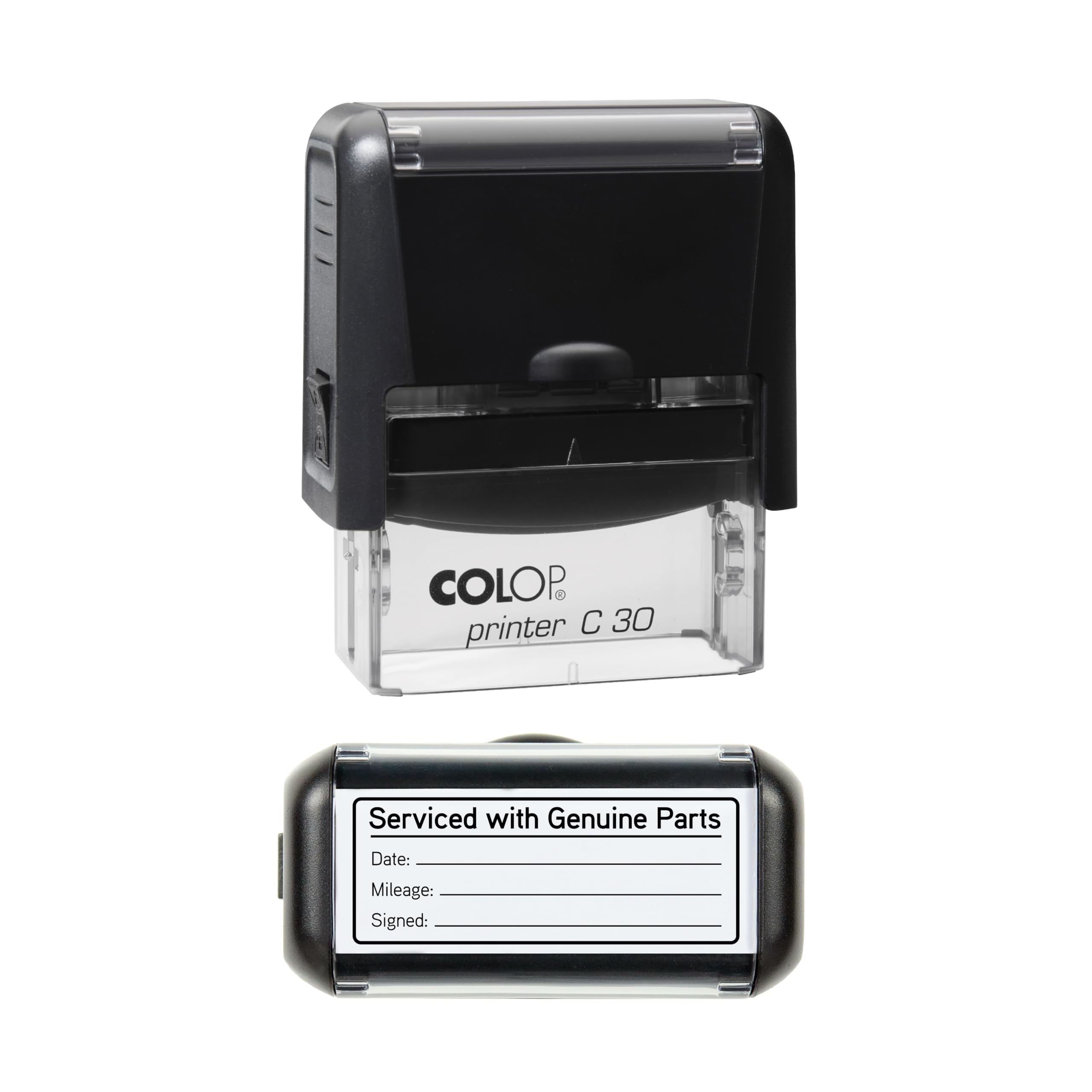 Self-Inking Garage Mechanic Home Service Rubber Stamp - 45mm x 17mm (Serviced with Genuine Parts)