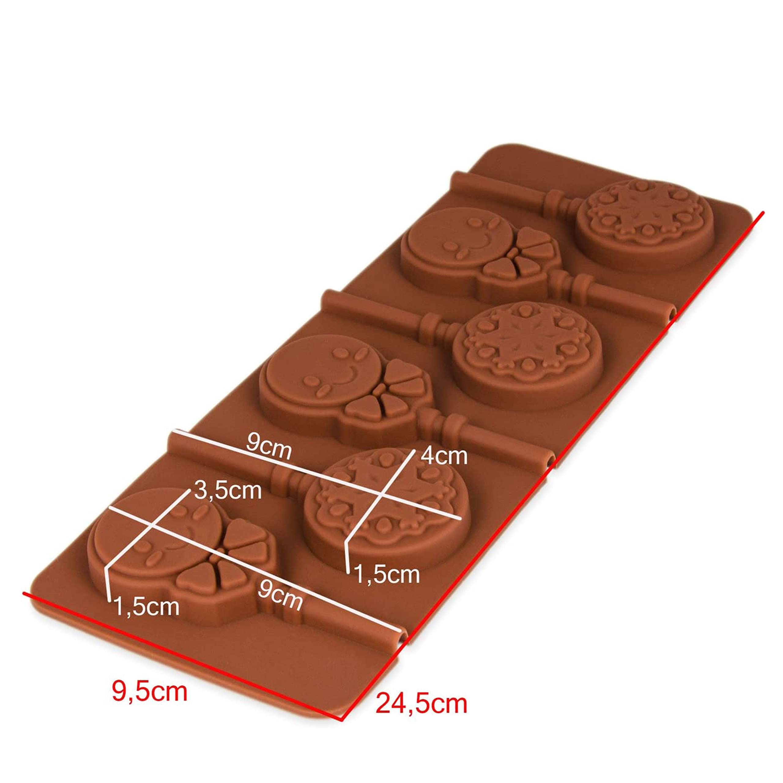 Molde de silicona para 6 piruletas, 20 formas, lindo macho con pajarita y estrellas para chocolate, helado, dulce, gelatina, bombones, fiestas, cumpleaños, color marrón