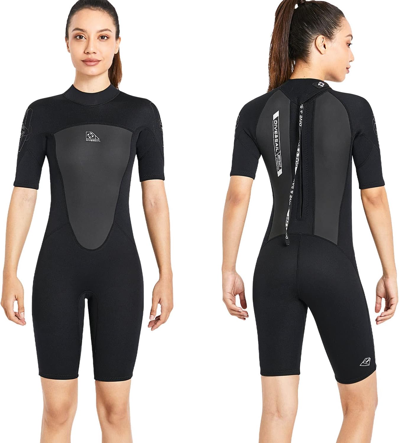Shorty Wetsuit Men Women 1.5mm / 2mm Neoprene Back Zip Wetsuit Spring Suit for Snorkeling Surfing Kayaking Scuba Short Sleeve Wet Suit