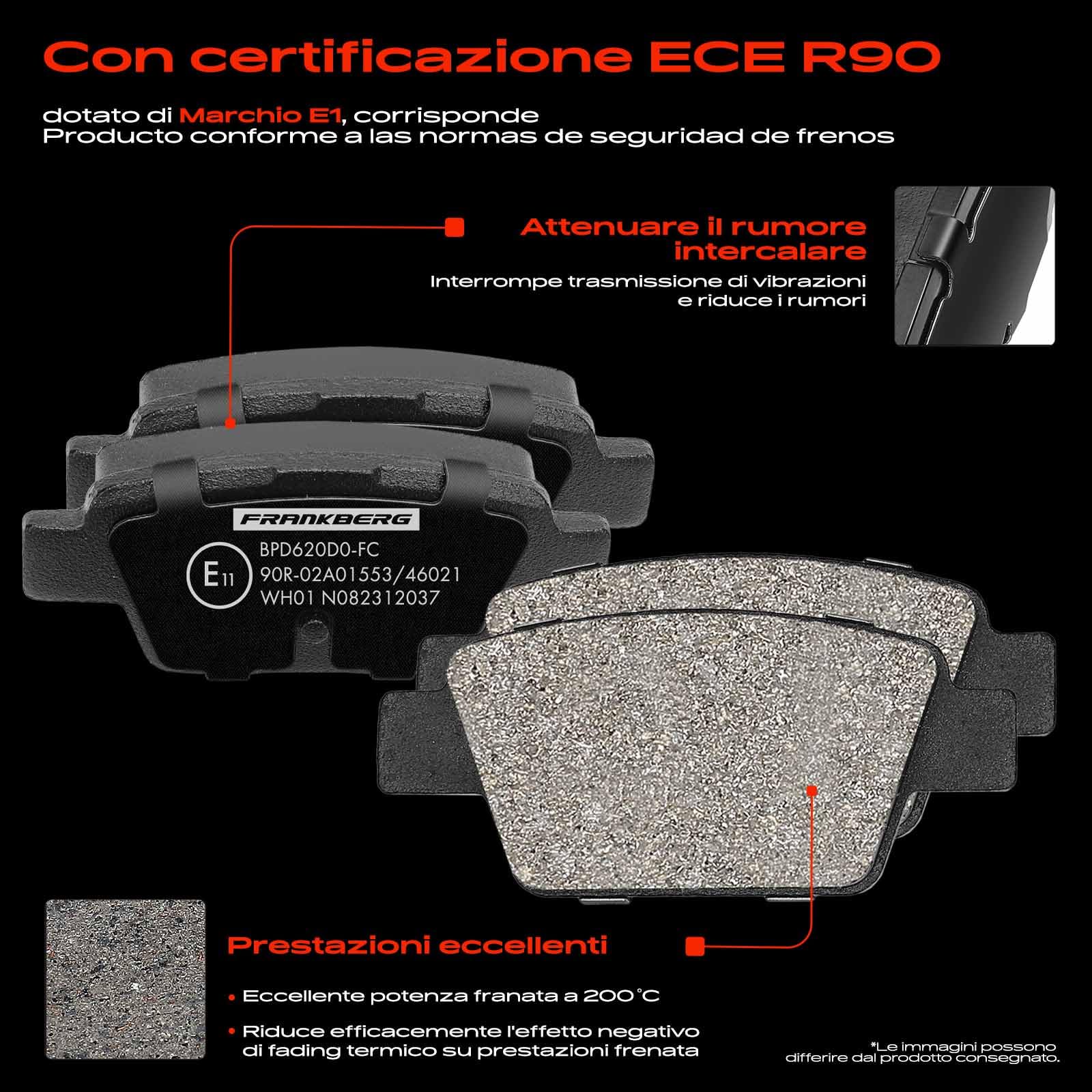 Frankberg Set freni incl. 2x Dischi Freno + 4x Pastiglie dei Freni Posteriore Compatibile con Bravo II 198 Stilo Multi Wagon 192 Stilo 192 Multipla 186 Replace# 77362768,77364590
