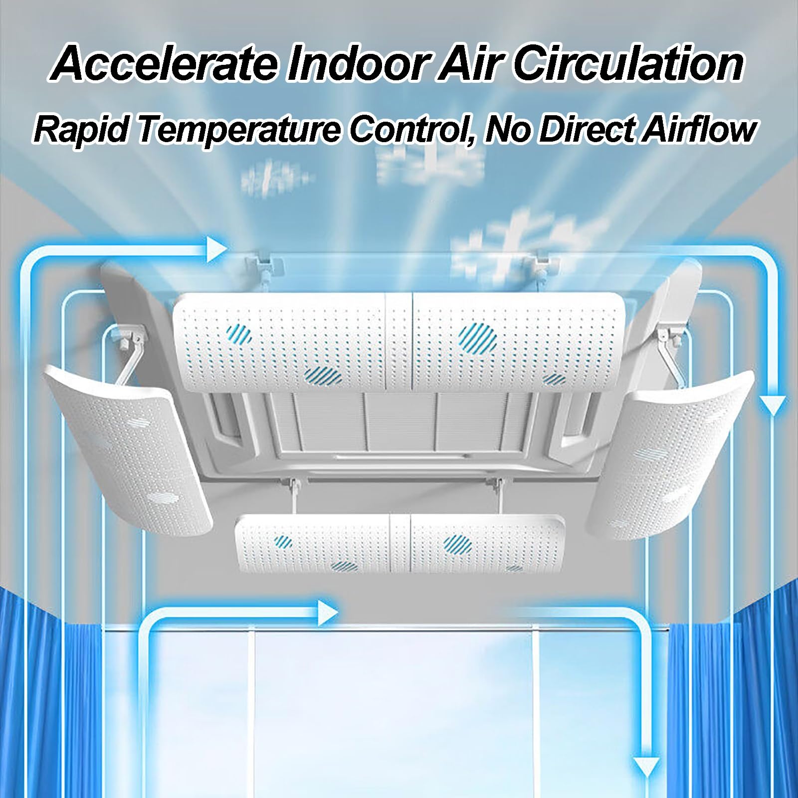 Set di 4 Deflettore Condizionatore Universale per Bocchette di Ventilazione (Cassette a Soffitto), Installazione Senza Attrezzi, Previene il Flusso d'Aria Diretto