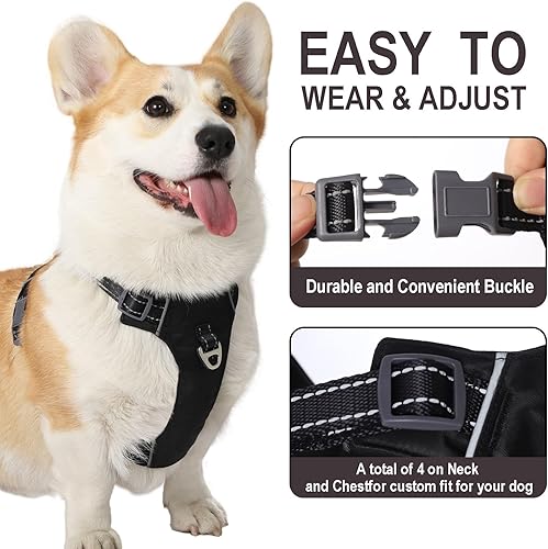 Miniatura 8 de Youfirst Arnés transpirable sin tirones, chaleco reflectante ajustable y acolchado suave para mascotas y asa de fácil control para caminar, entrenar