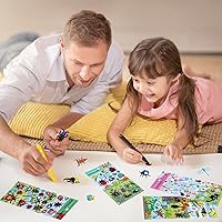 Vista 4 de Calcomanías de Insectos Infladas para Niños Pequeños, Calcomanías de Espuma 3D de Bichos con Mariquita, Mariposa, Mantis Religiosa, Oruga, Libélula