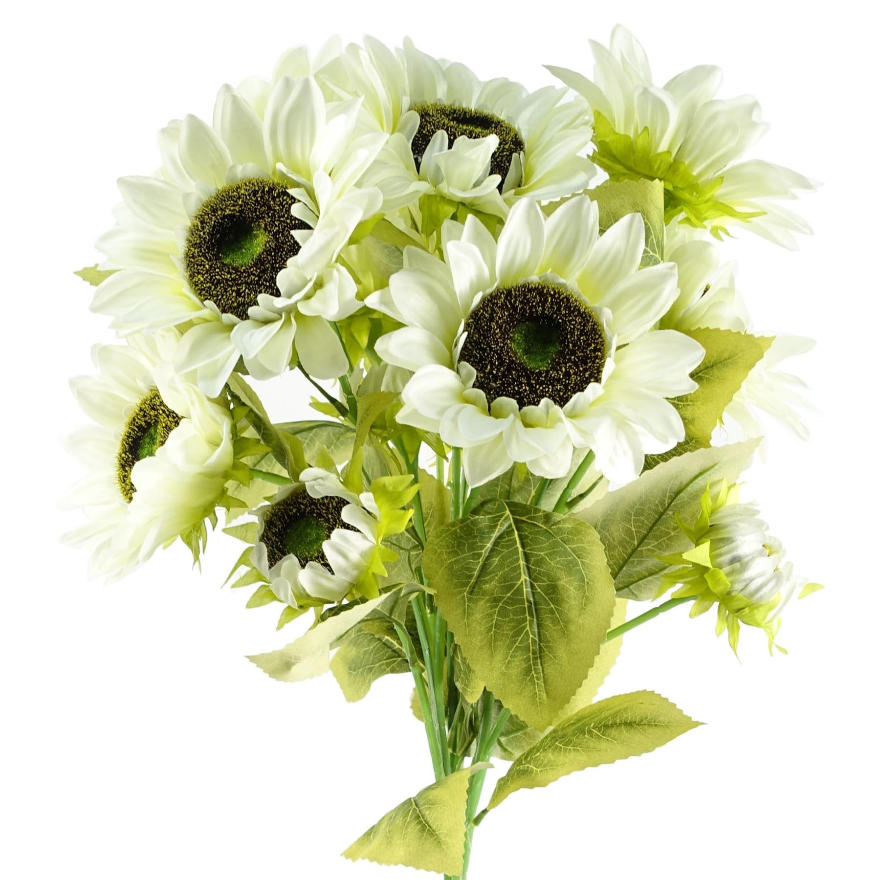 Leaf White Sunflower Artificial Flower - 2.9ft - 6 Pack