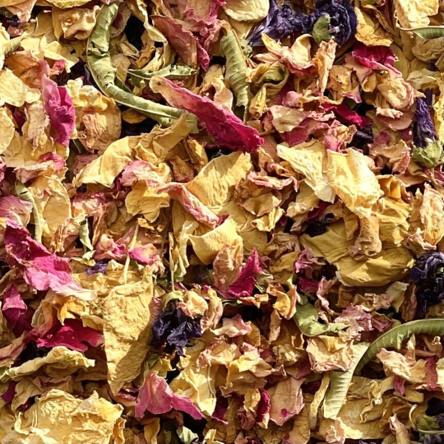 'Mardi Gras' Rosa Púrpura y Crema, Verbena Limón y Malva Púrpura Confeti de Boda Pétalos de Flores Naturales Eco Biodegradables 1 Litro (086)