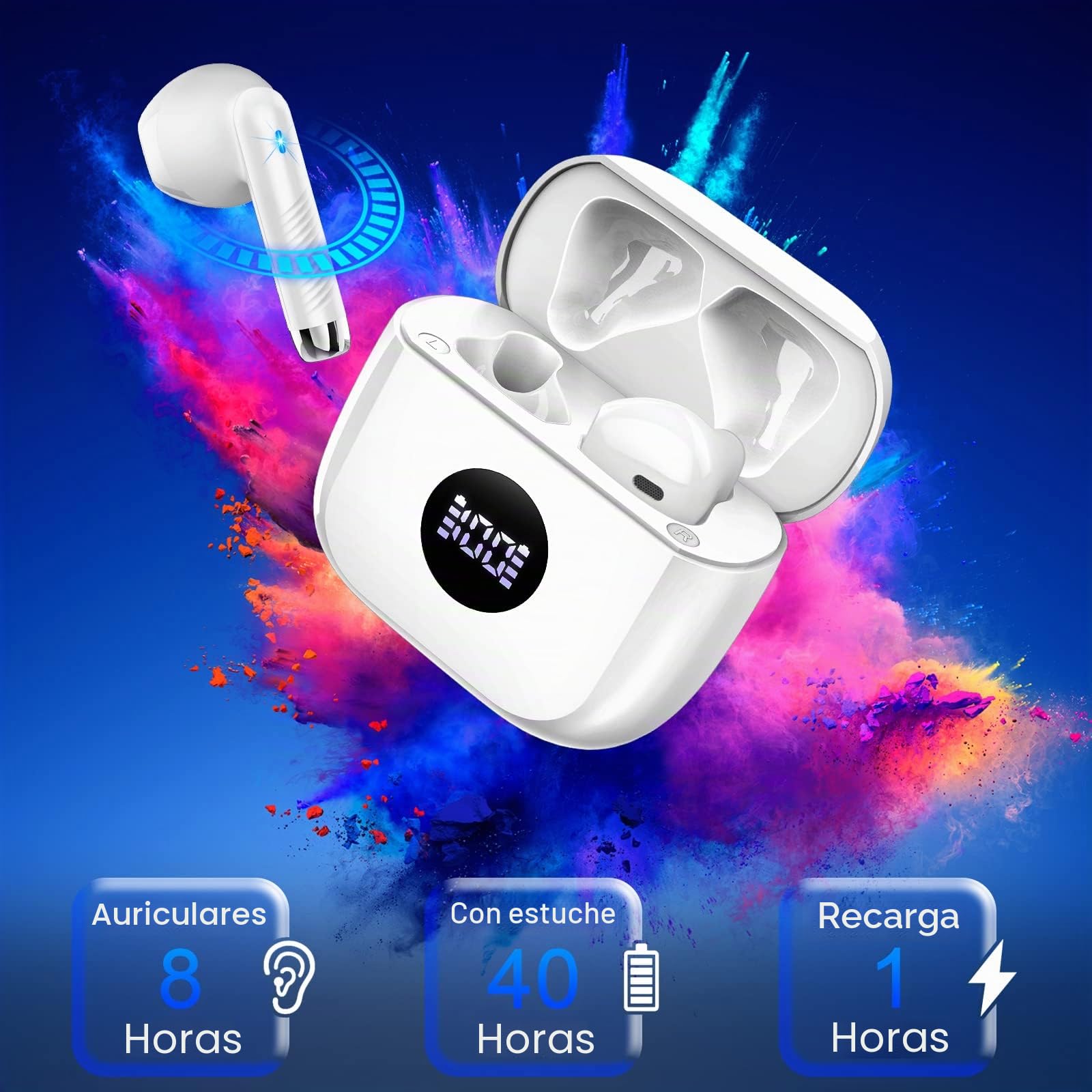 2026 Auriculares Inalámbricos Bluetooth 5.4, Auriculares Inalámbrico 40H | HiFi Estéreo, 4 ENC Cancelación de Ruido Micrófonos, Cascos Inalámbricos, Carga Rápida USB-C, Audifonos IP7 Impermeable