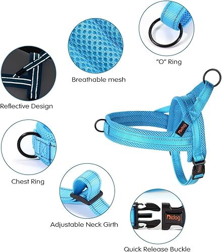 Miniatura 2 de Didog Arnés de chaleco acolchado de malla suave para perro, a prueba de escapeajuste rápido, arnés reflectante para perro, fácil para entrenar a