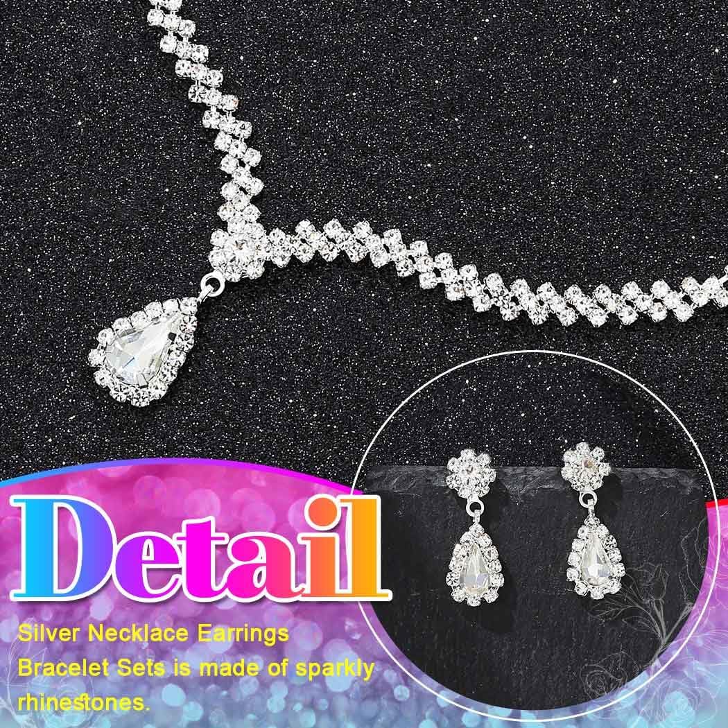 GORAIS Prom Wedding Jewelry Sets Rhinestone Bridal Necklace Earrings Bracelet Set Crystal Costume Jewelry for Brides - Image 7