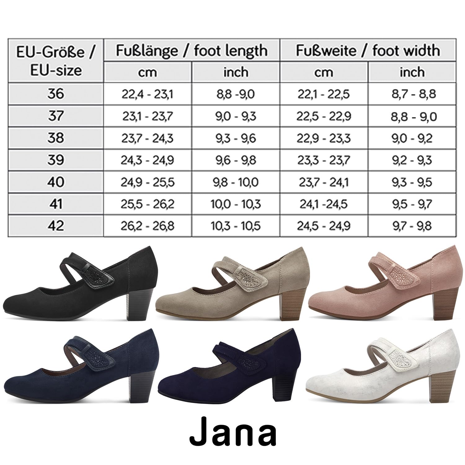 Jana Damen Pumps mit Riemen Mary Jane Vegan