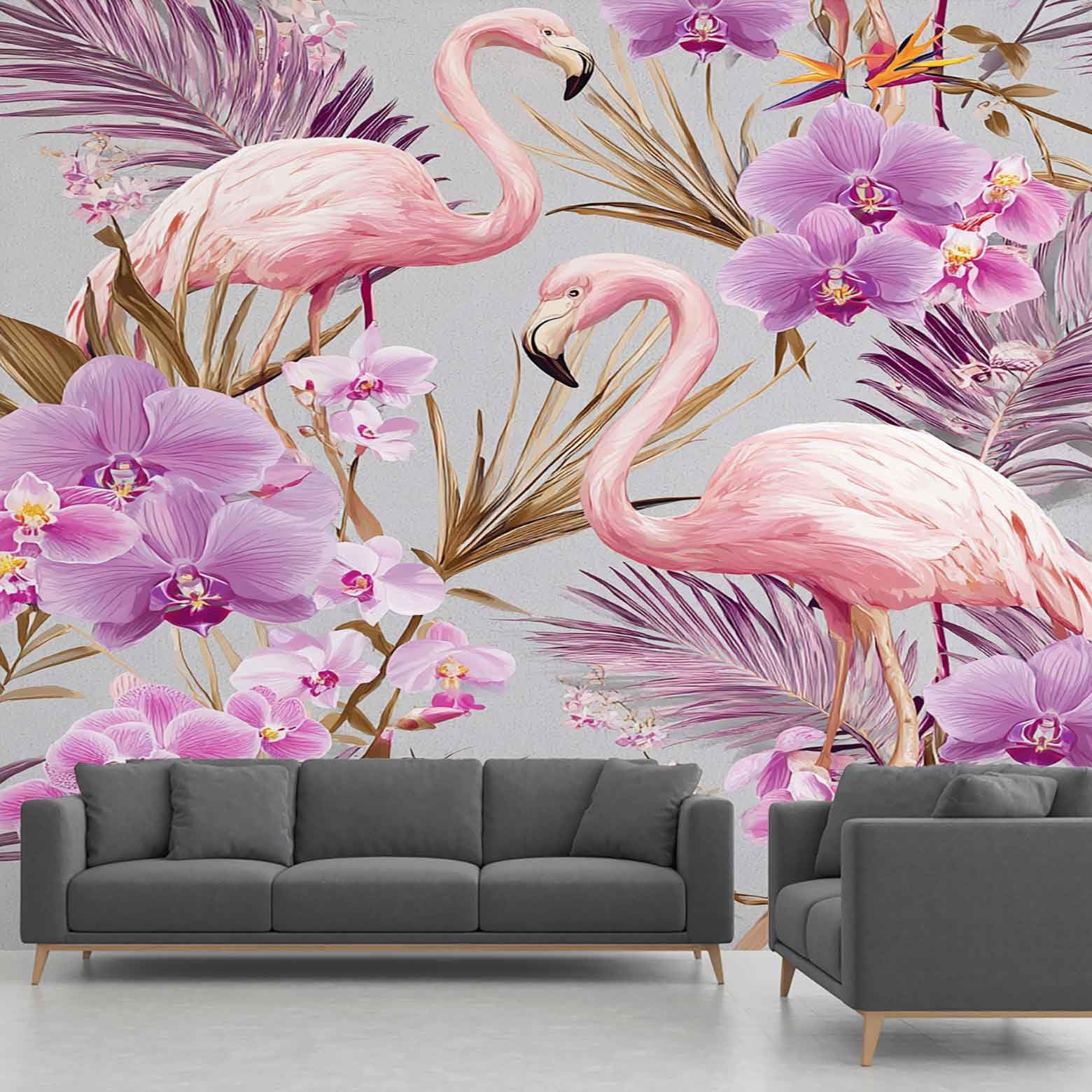 Papier peint panoramique orchidée violette intissé haut de gamme