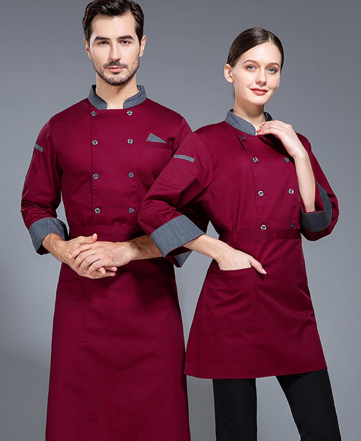 Unisex Double-Breasted Chef Coat Back Full Mesh Lightweight Chef Jacket Color Stitching Chef Uniform - Image 5