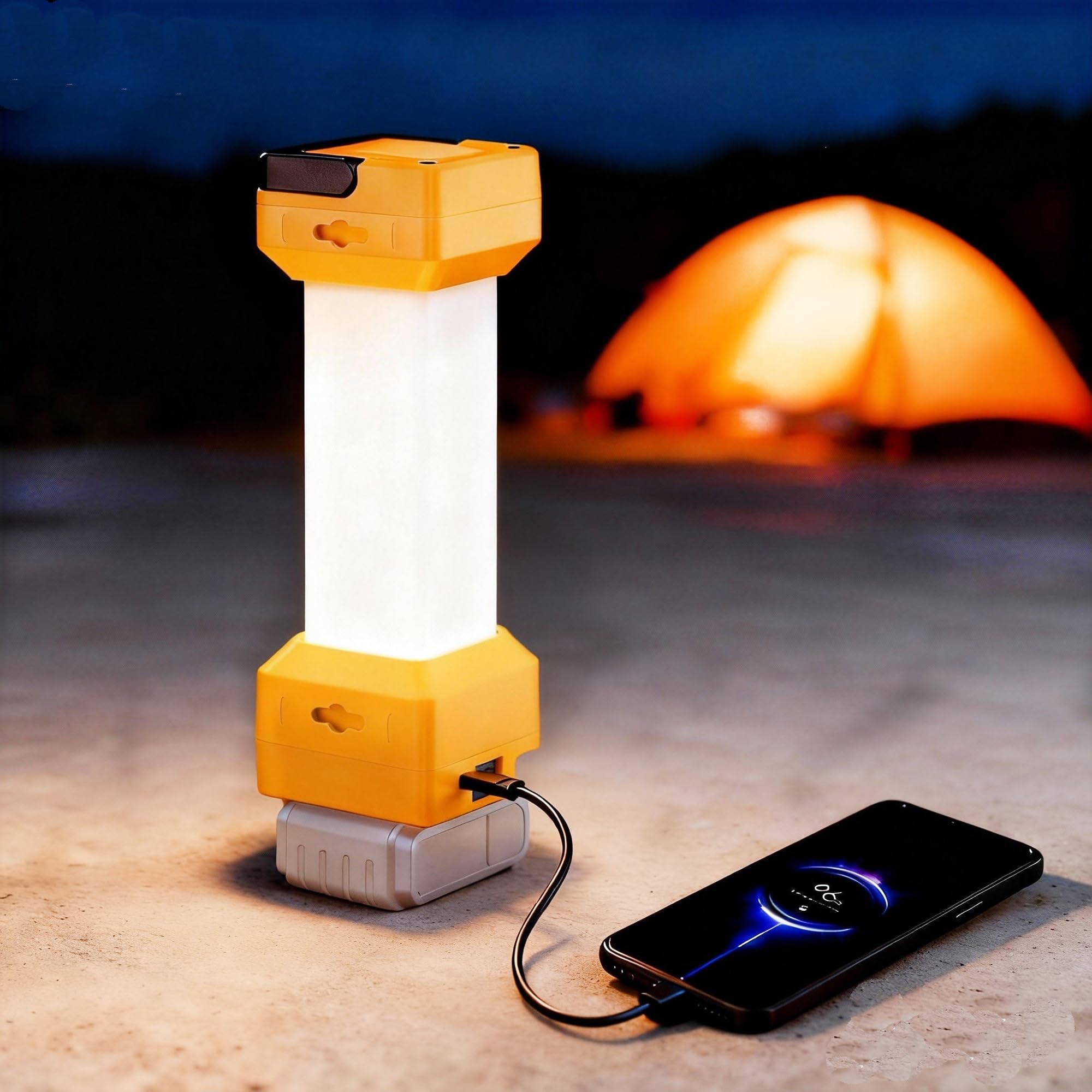 Cordless LED Work Light for Dewalt 20V Battery,Camping Lantern with Switch & Type C Output Port,Low Voltage Protection,20W 1300~2900LM,Potable for