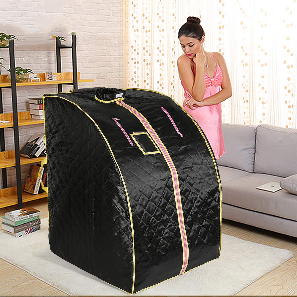 Sauna a infrarossi, sauna portatile, pieghevole, con telecomando, per bagno di sauna e disintossicazione, perspirazione, terapia per perdere peso (nero)