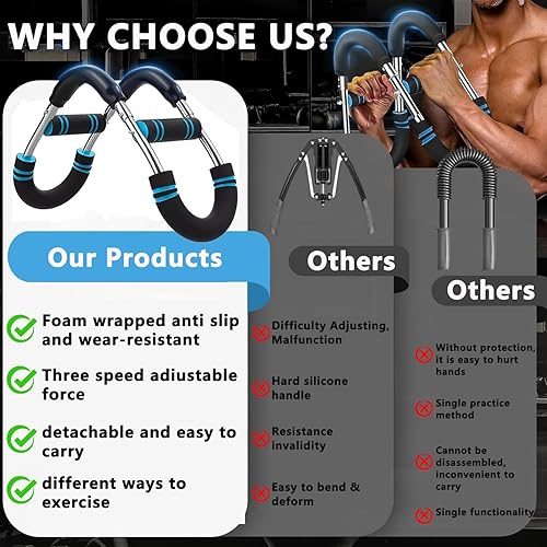 Miniatura 3 de Twister - Entrenador de brazos, barra de entrenamiento de resorte ajustable de 60 a 100 libras, entrenador de brazos para hombresmujeres, diseño