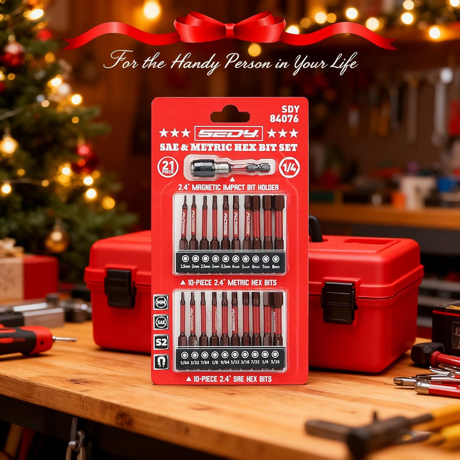 21-Piece 2.5" Hex Head Allen Wrench Drill Bit Set, 1/4" Hex Screwdriver Bits Set with Durable Magnetic Impact Bit Holder, SAE & Metric Allen Key, S2 Steel, Mechanic Home Repair - Image 7