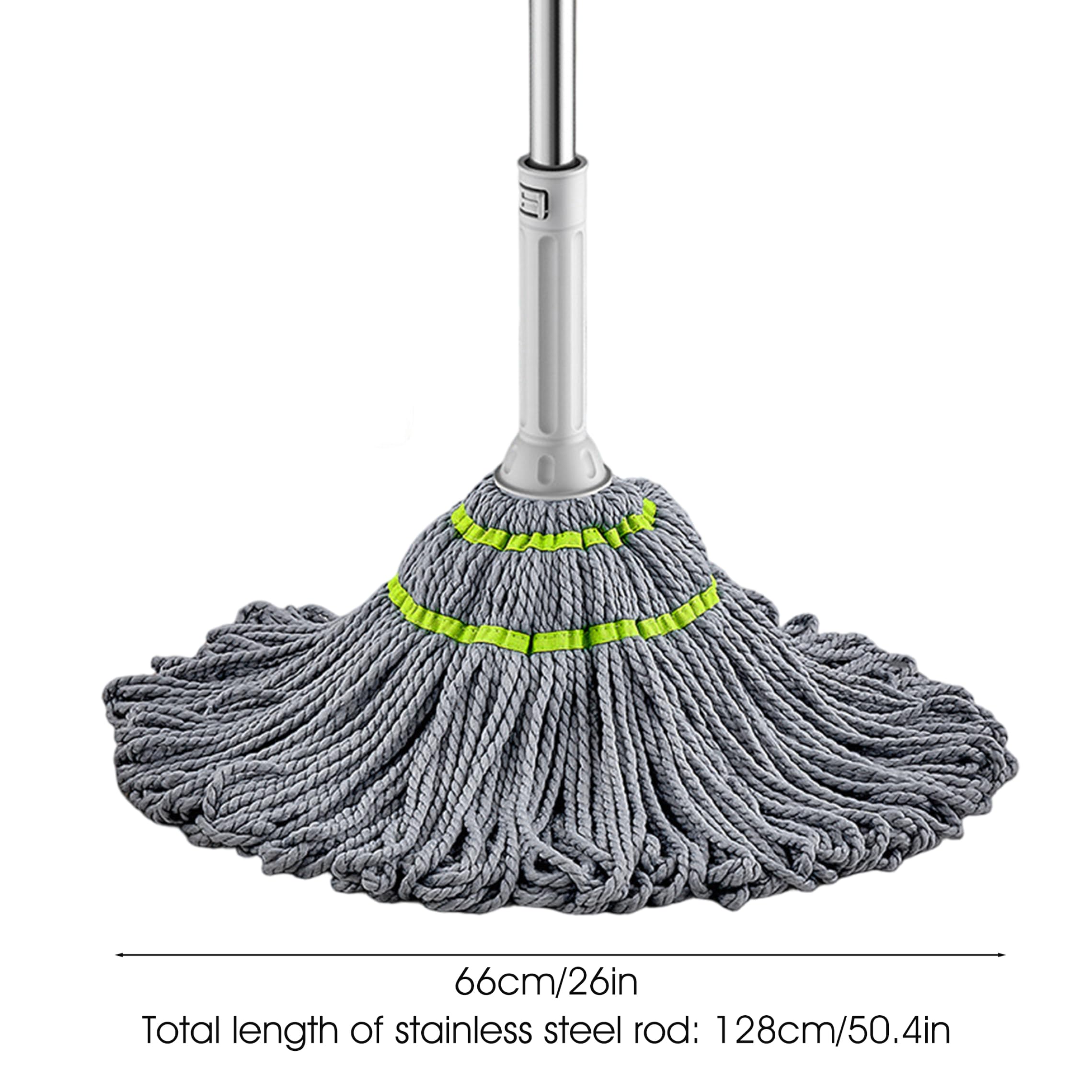 Trapeador Autoescurrido - Trapeadores Giratorios con Cabezal de Fibra de Algodón de 66 Cm para Limpieza de Pisos, Mango de Acero Inoxidable, Uso Húmedo/Seco, Trapeador Fácil de Escurrir