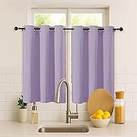 Vista 366 de Simplebrand Juego de 2 paneles de cenefa aguamarina para ventana de cocina de 14 pulgadas de largo, cortinas de oscurecimiento de habitación