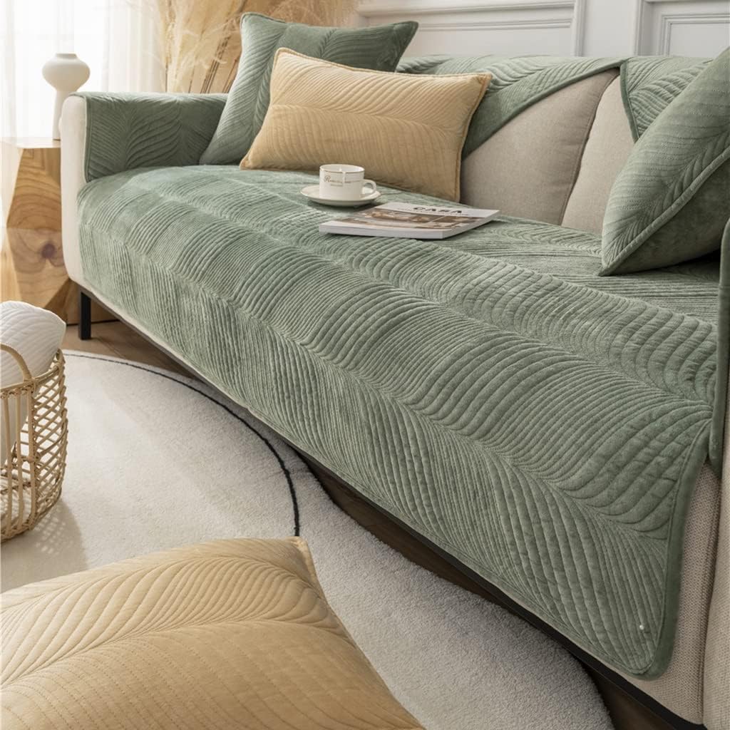 Couch Covers Sectional Sofa Cover L Shape 3 2 4 1 Seater Pure Color Velvet Couch Cover Nordic Modern Sofa Slipcover Quilted Non-Slip Furniture Protector (Color : #5, Size : 90x160cm1pc)