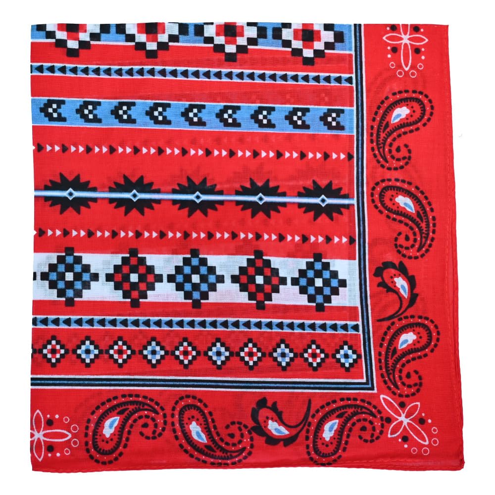 The Tie Company Unisex Multicolor Red Rose Paisley Bandana Head Neck Scarf Wrist Wrap Head Hair Band Flower Cotton - Geometric