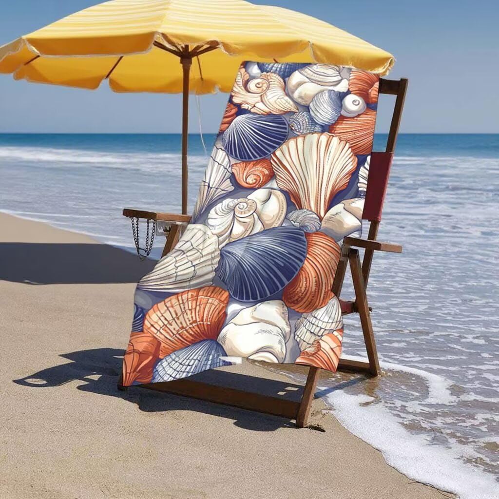Toalla de Playa Grande 220x100cm/35x70cm, Juego de 2 Toalla Microfibra XXL de Antiarena, Toallas Playa Suave Ligera, Absorbente Secado Rápido, Beach Towel Viaje, Regalo Mujer Hombre (Caparazón) E-22