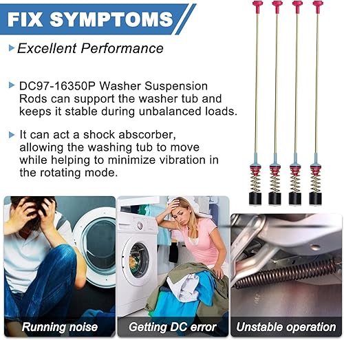 Miniatura 4 de WA22R7450AW DC97-16350P para Samsung Amortiguadores Lavadora/suspensión para lavadora paquete de 4, número de pieza AP6002547, se adapta a los